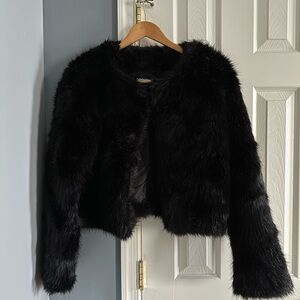 Elegant Black Faux Fur Jacket